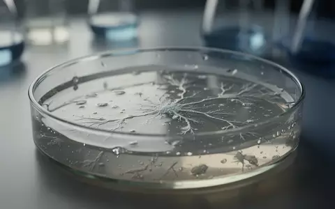 Eine Nahaufnahme einer Petrischale mit einer klaren Agar-Kultur, die mikroskopische, organische Texturen zeigt. - Foto: über boerse-global.de