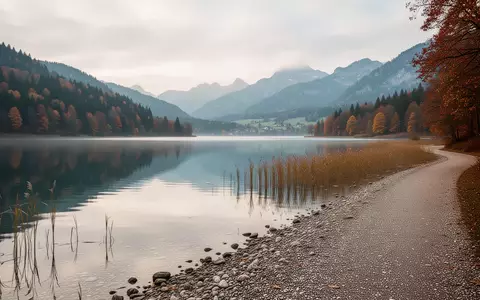 Ein ruhiger Blick auf den Hallwilersee mit einem leeren Uferweg in einer herbstlichen Landschaft. - Foto: über boerse-global.de