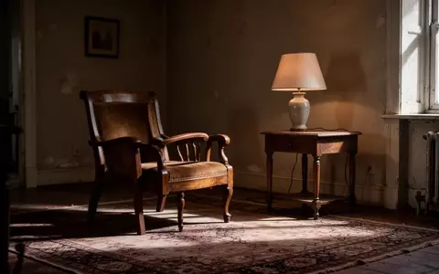 Ein schattiges, leeres Wohnzimmer mit einem alten Sessel und einem Beistelltisch in einer ruhigen, privaten Umgebung. - Foto: über boerse-global.de