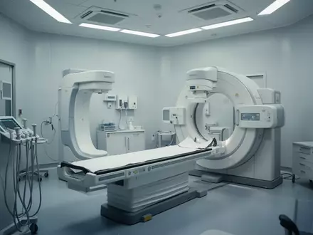 Ein moderner, steriler medizinischer Untersuchungsraum mit hochwertiger bildgebender Diagnosetechnik in hellem Licht. - Foto: über boerse-global.de