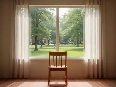 Ein ruhiger, lichtdurchfluteter Raum mit Blick auf einen grünen Park, der eine Atmosphäre von Ruhe und Unterstützung vermittelt. - Foto: über boerse-global.de