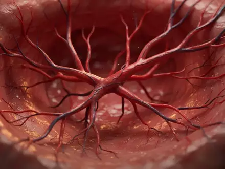 Nahaufnahme eines anatomischen Modells eines menschlichen Gefäßsystems mit verzweigten Blutbahnen. - Foto: über boerse-global.de