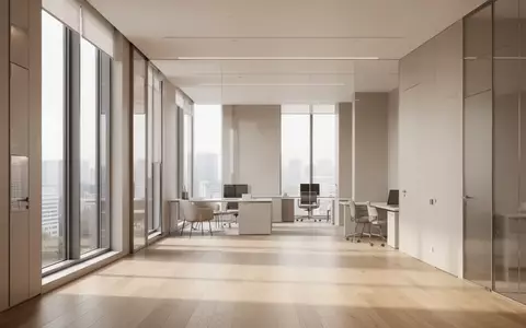 Ein minimalistisch gestalteter Flur in einem modernen Verwaltungsgebäude mit hellem Holzboden und natürlichem Lichteinfall. - Foto: über boerse-global.de