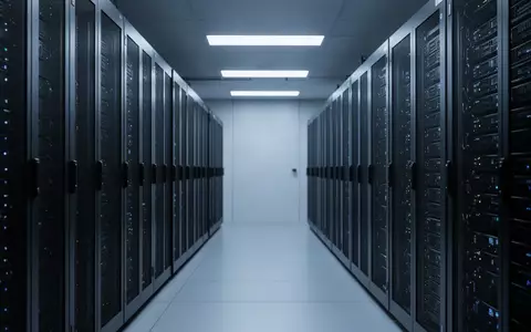 Moderne Serverinfrastruktur in einem klimatisierten Rechenzentrum mit blauer Beleuchtung. - Foto: über boerse-global.de