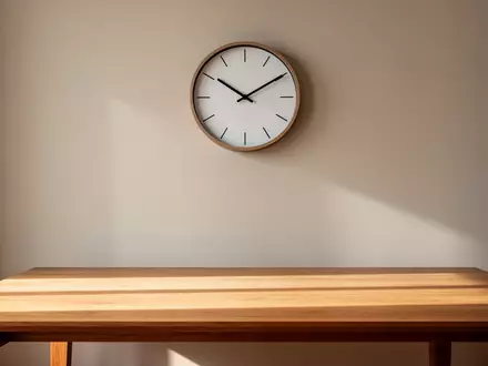 Eine leere, aufgeräumte Bürofläche mit einer analogen Wanduhr an einer schlichten Wand. - Foto: über boerse-global.de
