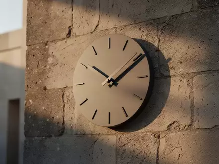 Eine minimalistische Wanduhr an einer Steinmauer als Symbol für die langfristige Finanzplanung der Rentenpolitik. - Foto: über boerse-global.de