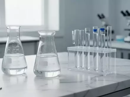 Laborumgebung mit Glasgefäßen und Reagenzgläsern in klinischer, steriler Optik für medizinische Forschung. - Foto: über boerse-global.de