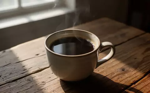 Eine Tasse schwarzer Kaffee auf einem Holztisch in einem sonnendurchfluteten Raum. - Foto: über boerse-global.de