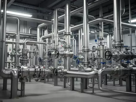 Industrielle Rohrleitungen und Ventile in einer modernen chemischen Verarbeitungsanlage. - Foto: über boerse-global.de