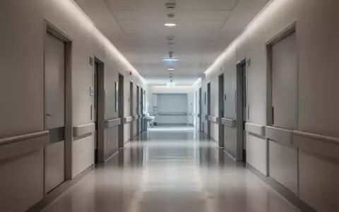 Ein leerer, modern gestalteter Krankenhausflur mit sanfter Beleuchtung und klaren architektonischen Linien. - Foto: über boerse-global.de