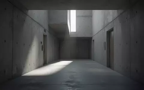 Ein leerer, minimalistischer Flur in einem Verwaltungsgebäude mit kühlem Tageslicht und langen Schatten. - Foto: über boerse-global.de