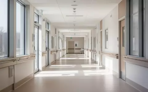 Ein heller, minimalistischer Flur in einer medizinischen Rehabilitationseinrichtung mit natürlichem Tageslicht. - Foto: über boerse-global.de