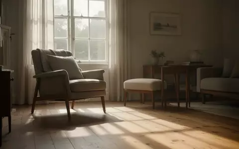 Ein ruhiges, sonnendurchflutetes Wohnzimmer mit einem bequemen Sessel am Fenster in einer stillen, natürlichen Atmosphäre. - Foto: über boerse-global.de