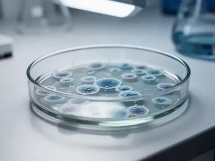 Ein steriles Labor-Setting mit Glasgeschirr auf einem weißen Labortisch, das die wissenschaftliche Forschungsumgebung illustriert. - Foto: über boerse-global.de