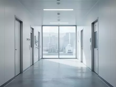 Ein minimalistisch gestalteter, heller Flur in einer modernen Forschungseinrichtung mit klaren architektonischen Linien. - Foto: über boerse-global.de