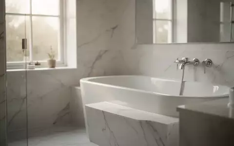 Minimalistisches, helles Badezimmer mit klaren Oberflächen und natürlichem Lichteinfall als Symbol für sanfte Intimhygiene. - Foto: über boerse-global.de