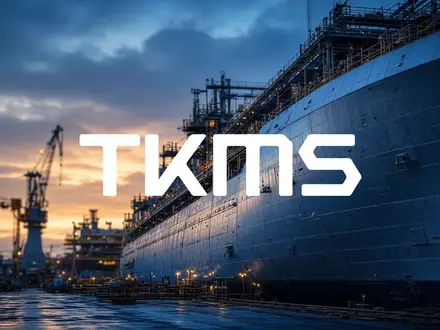 Ein modernes Marineschiff in einer Werft bei Dämmerung, das die maritime Verteidigungsindustrie symbolisiert. - Foto: über boerse-global.de