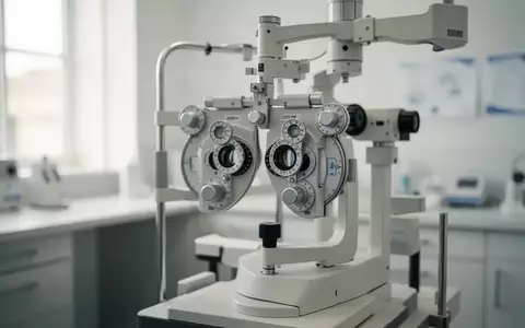 Medizinisches Untersuchungsgerät in einer hellen Augenarztpraxis, Fokus auf moderne Medizintechnik. - Foto: über boerse-global.de