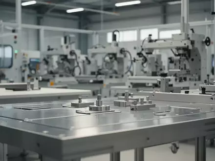 Moderne industrielle Fertigungshalle mit präzisen mechanischen Komponenten und neutralem Arbeitsumfeld. - Foto: über boerse-global.de