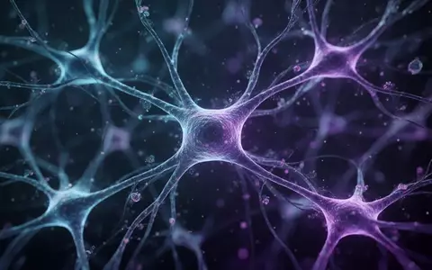 Hochauflösende mikroskopische Aufnahme eines neuronalen Netzwerks mit leuchtenden Proteinstrukturen. - Foto: über boerse-global.de