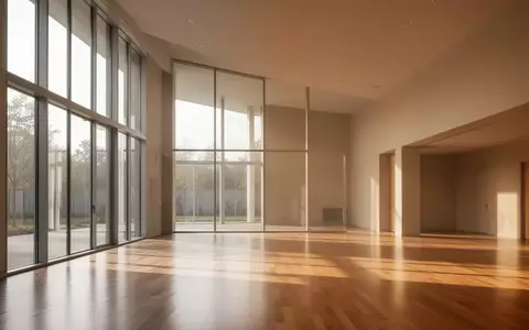 Ein heller, minimalistischer Innenraum eines modernen Gemeindezentrums mit großen Fensterfronten und sanftem Lichteinfall. - Foto: über boerse-global.de