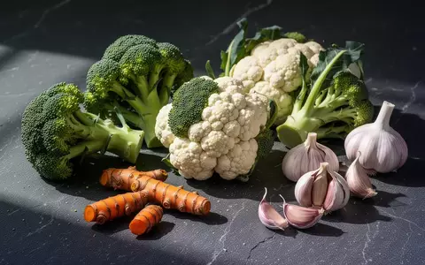 Frisches Gemüse wie Brokkoli, Blumenkohl, Kurkuma und Knoblauch als Symbol für eine unterstützende Ernährung. - Foto: über boerse-global.de