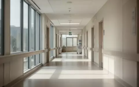 Moderner, leerer Krankenhausflur mit hellem Tageslicht und minimalistischer Architektur. - Foto: über boerse-global.de