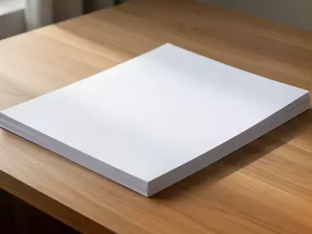 Ein Stapel weißer A4-Papierblätter auf einem schlichten Holztisch bei natürlichem Tageslicht. - Foto: über boerse-global.de
