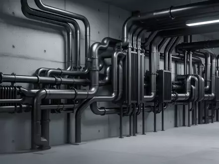 Industrielle Flüssigkühlungs-Infrastruktur in einem modernen Rechenzentrum mit Rohrleitungen und Wärmetauschern. - Foto: über boerse-global.de