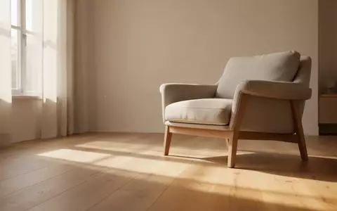 Ein minimalistisch eingerichteter, sonnendurchfluteter Wohnraum mit Holzboden und einem Sessel in einer ruhigen, privaten Umgebung. - Foto: über boerse-global.de