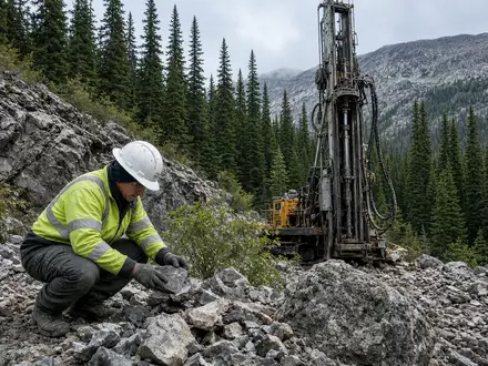 Geologe bei der Gesteinsanalyse an einem Bohrgelände in der kanadischen Wildnis. - Foto: über boerse-global.de