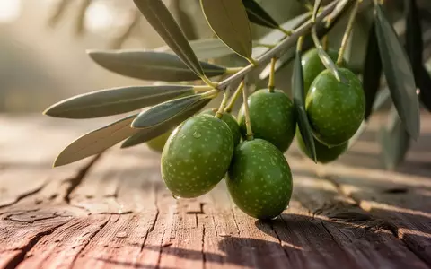 Frische grüne Oliven an einem Zweig im natürlichen Sonnenlicht. - Foto: über boerse-global.de