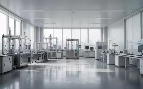 Ein minimalistisches, modernes Labor in einem Technologiezentrum mit industriellen Testgeräten und klaren architektonischen Linien. - Foto: über boerse-global.de