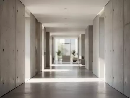 Ein minimalistischer, architektonischer Innenraum mit klaren Linien und natürlichem Licht, der eine ruhige, professionelle Atmosphäre vermittelt. - Foto: über boerse-global.de