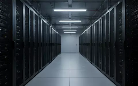Dunkle, unbeleuchtete Serverracks in einem modernen Rechenzentrum als Symbol für IT-Sicherheit und digitale Infrastruktur. - Foto: über boerse-global.de