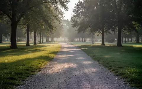 Ein leerer, sonnendurchfluteter Parkweg in einer Grünanlage, der zu Bewegung und körperlicher Aktivität einlädt. - Foto: über boerse-global.de
