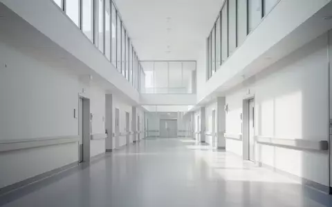 Ein heller, leerer Krankenhausflur mit moderner Architektur und diffusem Tageslicht. - Foto: über boerse-global.de