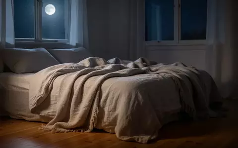 Ein ruhiges, minimalistisch eingerichtetes Schlafzimmer bei Nacht mit sanftem Mondlicht und gemütlicher Bettwäsche. - Foto: über boerse-global.de