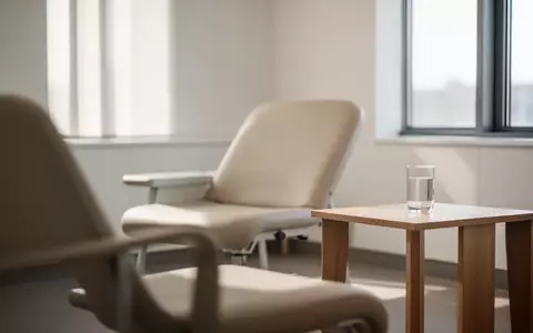 Ein minimalistisch eingerichteter, sonnendurchfluteter Untersuchungsraum in einer modernen Klinik. - Foto: über boerse-global.de