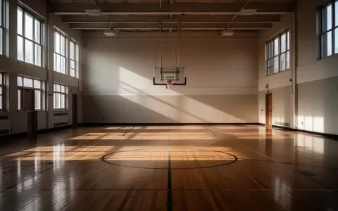 Eine leere, sonnendurchflutete Schulturnhalle mit einem Basketballkorb in der Ferne. - Foto: über boerse-global.de