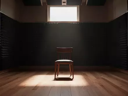 Ein stiller, leerer Aufnahmeraum in einem Tonstudio mit einem einsamen Stuhl und gedämpftem Licht. - Foto: über boerse-global.de