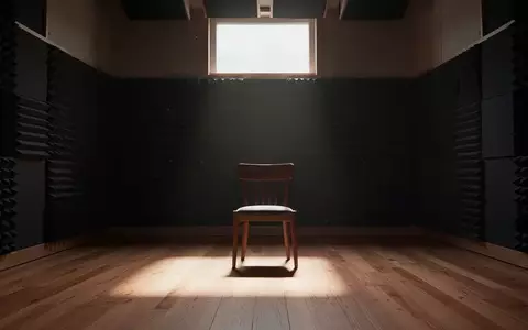 Ein stiller, leerer Aufnahmeraum in einem Tonstudio mit einem einsamen Stuhl und gedämpftem Licht. - Foto: über boerse-global.de