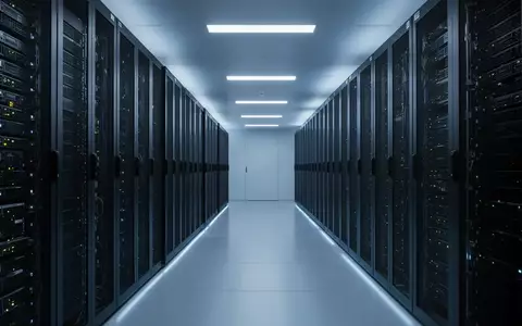 Ein minimalistischer, modern beleuchteter Serverraum mit dunklen Serverschränken in einer ruhigen, professionellen Umgebung. - Foto: über boerse-global.de