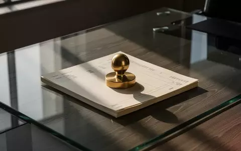 Ein schwerer Messing-Briefbeschwerer auf leeren Finanzunterlagen auf einem minimalistischen Schreibtisch bei natürlichem Licht. - Foto: über boerse-global.de