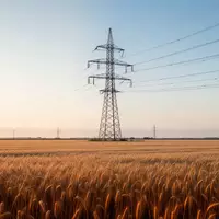 Ein Hochspannungsmast in einem weiten Feld bei Sonnenaufgang als Symbol für Energieinfrastruktur. - Foto: über boerse-global.de