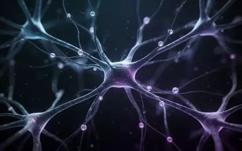 Abstrakte, biolumineszierende Darstellung eines komplexen neuronalen Netzwerks mit feinen Verästelungen auf dunklem Hintergrund. - Foto: über boerse-global.de