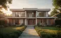 Ein modernes, unbewohntes Wohnhaus in der Abendsonne, das architektonische Details eines Eigenheims im Grünen zeigt. - Foto: über boerse-global.de