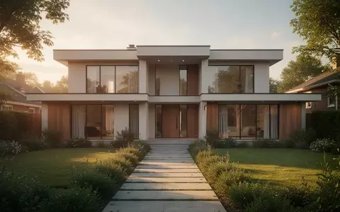 Ein modernes, unbewohntes Wohnhaus in der Abendsonne, das architektonische Details eines Eigenheims im Grünen zeigt. - Foto: über boerse-global.de