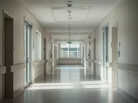 Ein moderner, lichtdurchfluteter Klinikflur mit minimalistischer Architektur und neutralen Farben. - Foto: über boerse-global.de