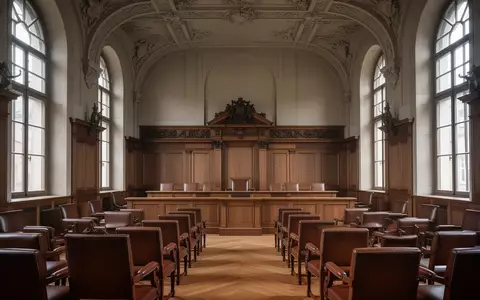 Ein leerer, prunkvoller Gerichtssaal mit hohen Decken und Holzvertäfelung bei natürlichem Lichteinfall. - Foto: über boerse-global.de